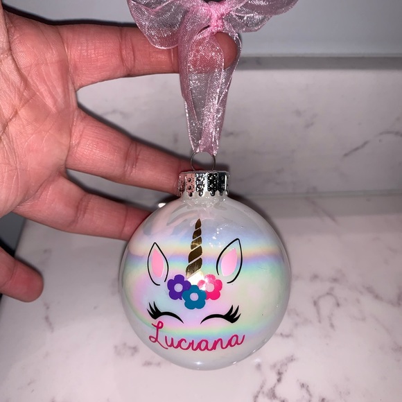 Personalized iridescent unicorn ornament girl gift - Picture 4 of 4